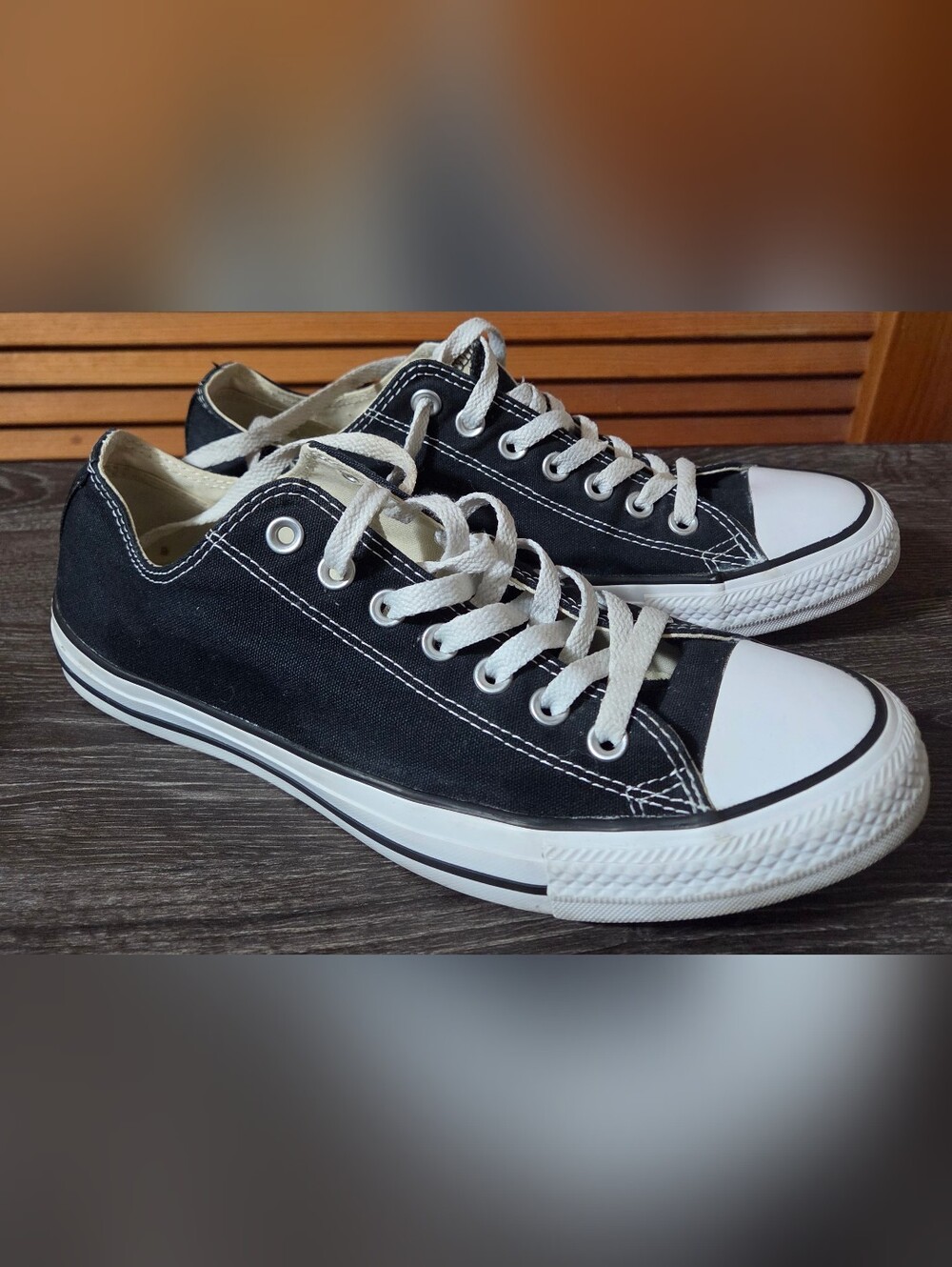 Converse Black Canvas Low-Top Sneakers with White Laces